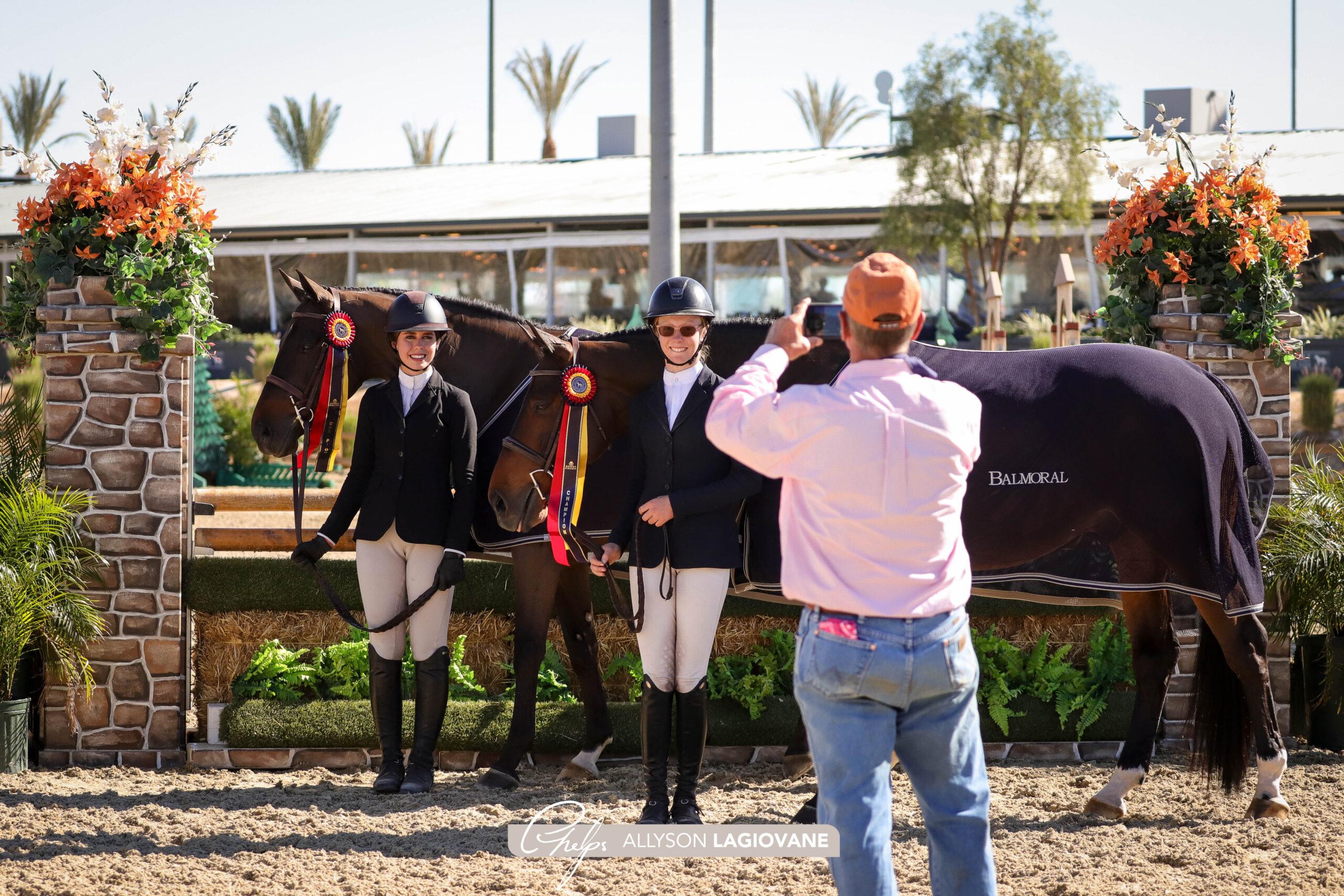 Avery Rose Glynn and Skylar Wireman Clinch Callidae Large Junior 3’6” Hunter 16-17 Championships