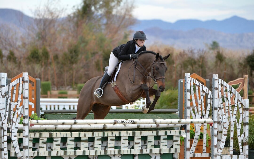 Avery Glynn and In Favor Capture Championship in Junior Hunters 16-17 3’6”, Sponsored by Callidae, During Desert Circuit I